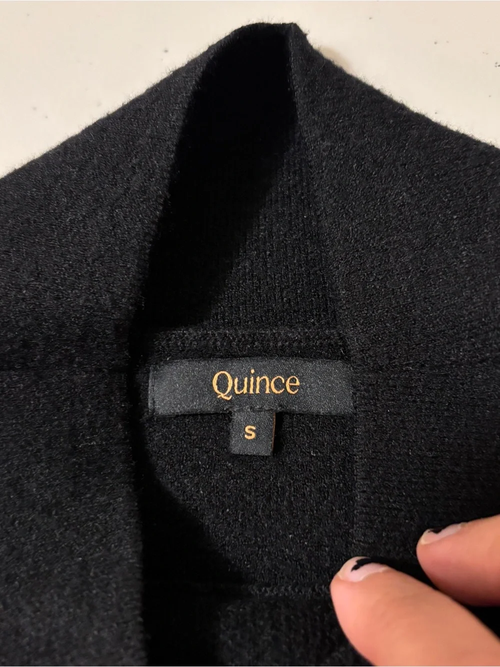 Quince Eco Knit Milano Stitch Mock Neck Pullover Size S Black Funnel Minimalist